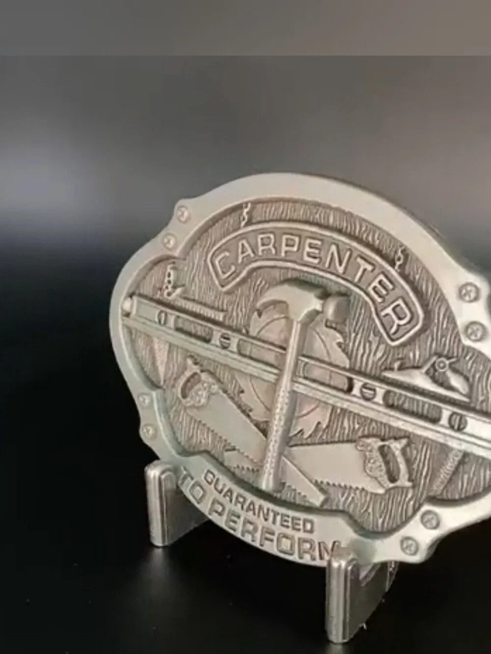 Carpenter Silver Oval Tools Hammer Level Saw Belt Buckle Unisex